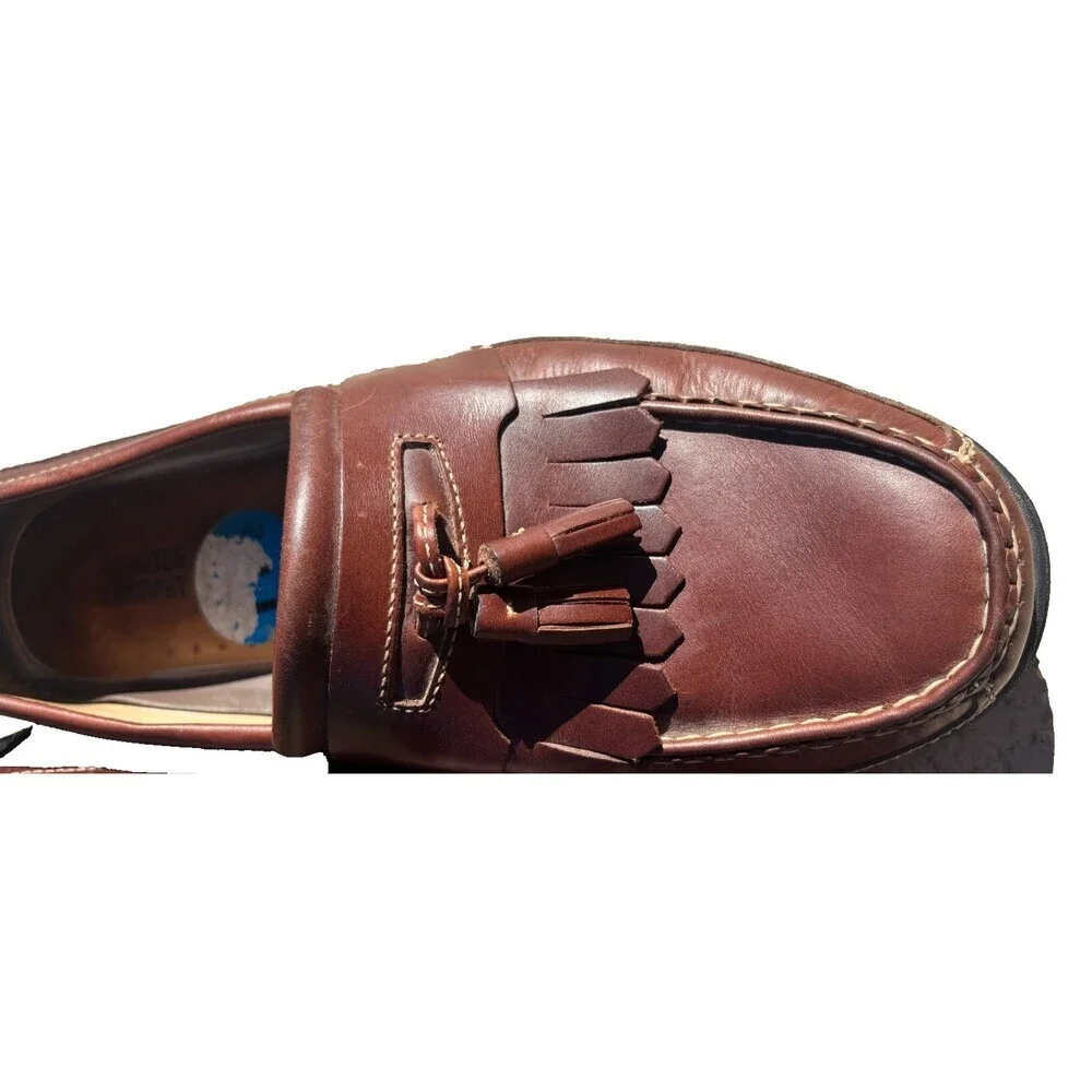 Johnston & Murphy Halsey Loafers Men's 11.5 M Brown Woven Kiltie Tassel 20-2394